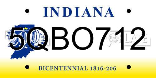 5QBO712 Indiana License Plate