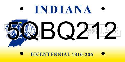 5QBQ212 Indiana License Plate