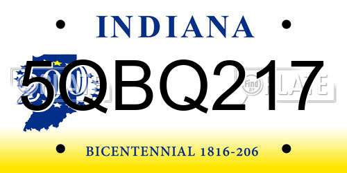 5QBQ217 Indiana License Plate