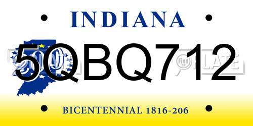 5QBQ712 Indiana License Plate