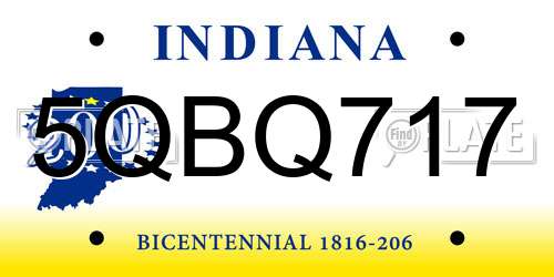 5QBQ717 Indiana License Plate