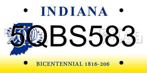 5QBS583 Indiana License Plate