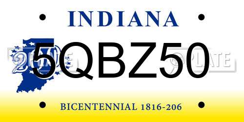 5QBZ50 Indiana License Plate