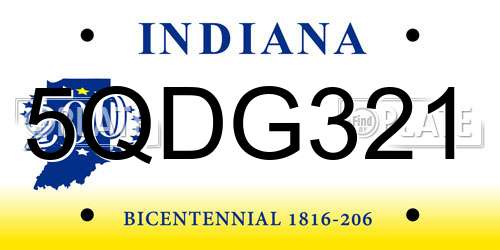 5QDG321 Indiana License Plate