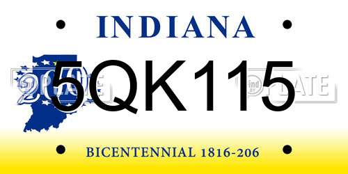 5QK115 Indiana License Plate