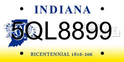 5QL8899 Indiana License Plate