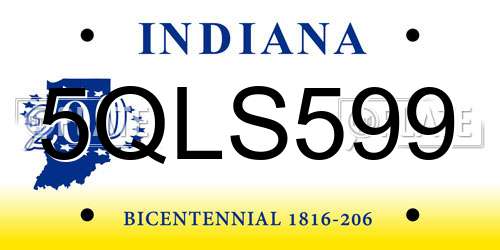 5QLS599 Indiana License Plate