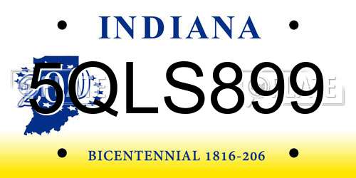 5QLS899 Indiana License Plate