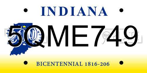 5QME749 Indiana License Plate