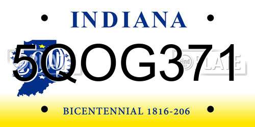 5QOG371 Indiana License Plate