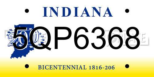 5QP6368 Indiana License Plate