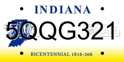 5QQG321 Indiana License Plate