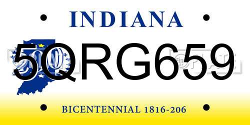 5QRG659 Indiana License Plate