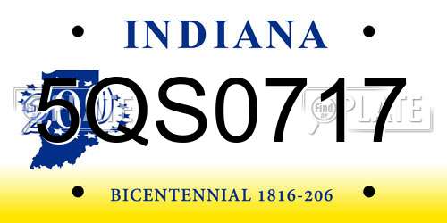 5QS0717 Indiana License Plate