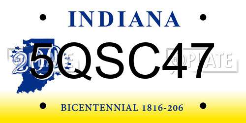 5QSC47 Indiana License Plate