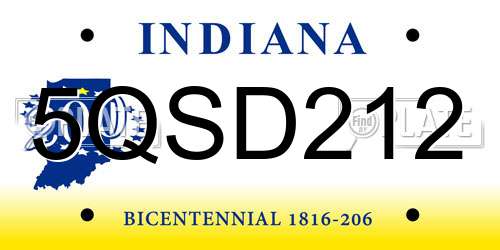 5QSD212 Indiana License Plate