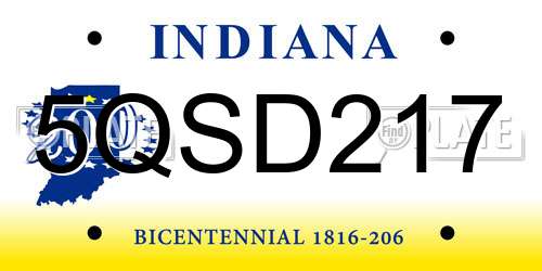 5QSD217 Indiana License Plate