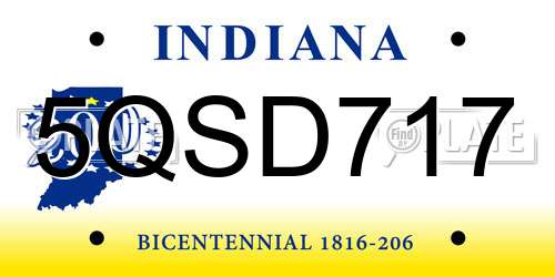 5QSD717 Indiana License Plate