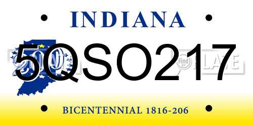 5QSO217 Indiana License Plate
