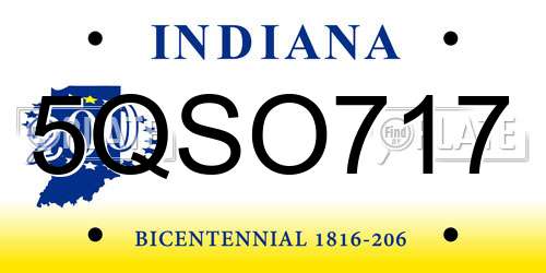 5QSO717 Indiana License Plate