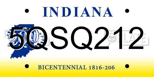 5QSQ212 Indiana License Plate