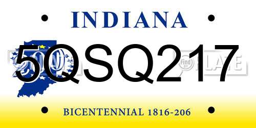 5QSQ217 Indiana License Plate
