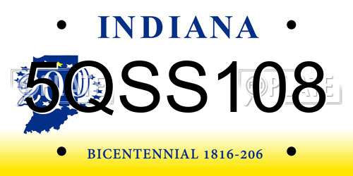 5QSS108 Indiana License Plate