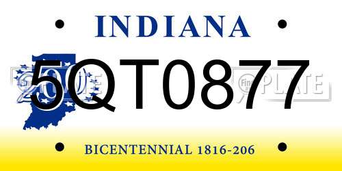 5QT0877 Indiana License Plate