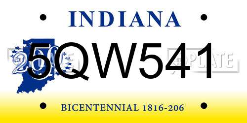 5QW541 Indiana License Plate