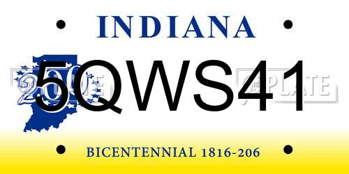 5QWS41 Indiana License Plate