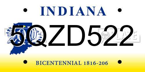 5QZD522 Indiana License Plate