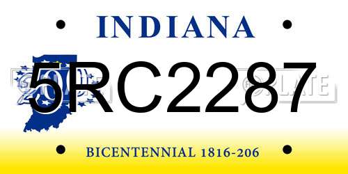 5RC2287 Indiana License Plate
