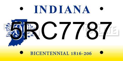 5RC7787 Indiana License Plate