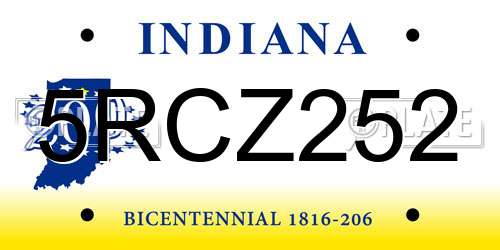 5RCZ252 Indiana License Plate