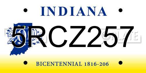 5RCZ257 Indiana License Plate