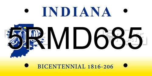 5RMD685 Indiana License Plate