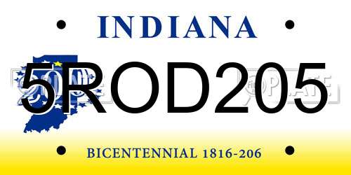 5ROD205 Indiana License Plate