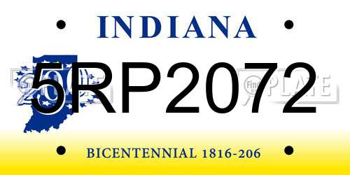 5RP2072 Indiana License Plate