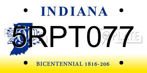 5RPT077 Indiana License Plate