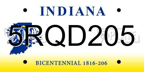 5RQD205 Indiana License Plate