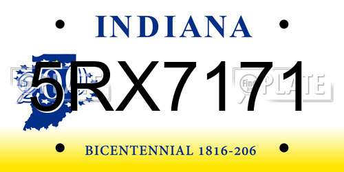 5RX7171 Indiana License Plate