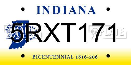 5RXT171 Indiana License Plate