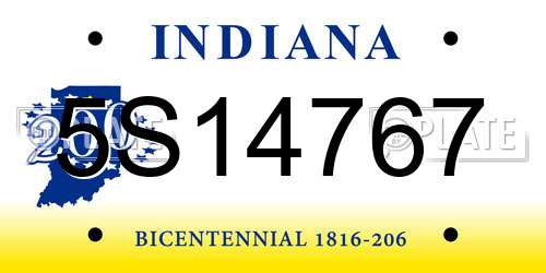 5S14767 Indiana License Plate
