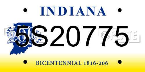 5S20775 Indiana License Plate