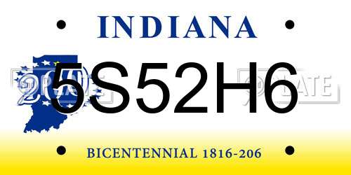 5S52H6 Indiana License Plate