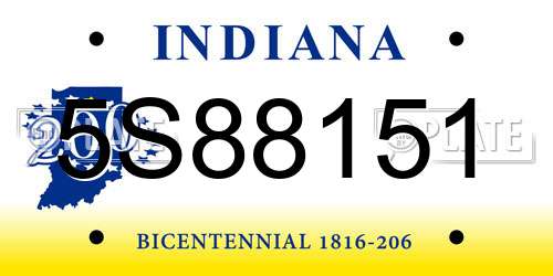 5S88151 Indiana License Plate