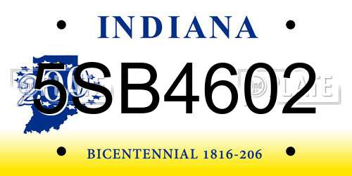 5SB4602 Indiana License Plate