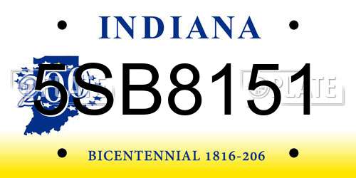 5SB8151 Indiana License Plate