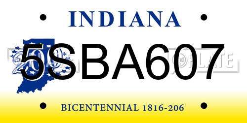 5SBA607 Indiana License Plate