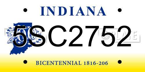 5SC2752 Indiana License Plate